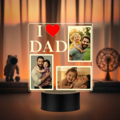 Personalized I Love Dad UV Print Photo LED Lamp Fathers Day Gift Acrylic Light